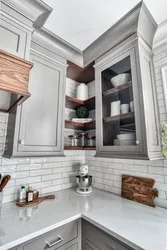 Corner cabinets shelves for the kitchen photo