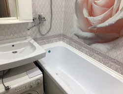 Inexpensive bathroom renovation with panels photo