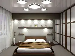 Потолок в спальне без люстры фото