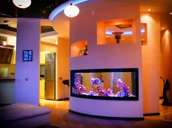 Aquarium as a partition in an apartment photo