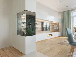 Aquarium as a partition in an apartment photo