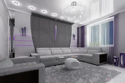Фиолетово белая гостиная фото
