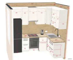 Размеры кухни угловой с холодильником фото
