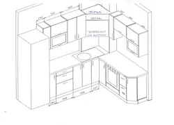 Размеры кухни угловой с холодильником фото