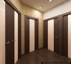 Bütün otaqlara qapıları olan bir koridorun dizaynı