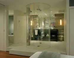 Glass shower in the bathroom photo