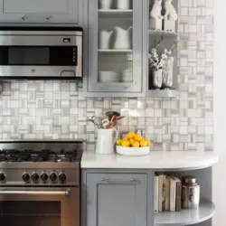 Gray kitchen apron tiles photo