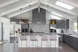Kitchen with gray ceiling photo
