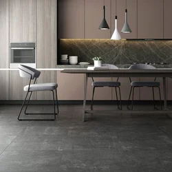 Dark Porcelain Tiles In The Kitchen Interior