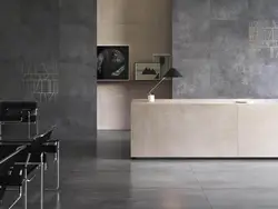 Dark porcelain tiles in the kitchen interior