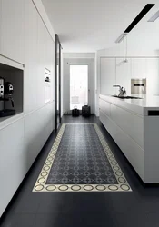 Dark porcelain tiles in the kitchen interior