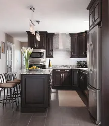 Kitchen design white gray brown