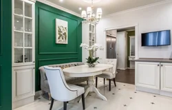 Emerald sofa in the kitchen photo