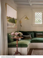 Emerald sofa in the kitchen photo
