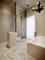 Bathroom decorative plaster and tiles photo