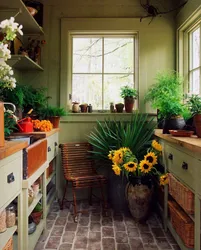 Interior Of Home Flowers In The Kitchen