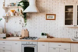 White tiles on the kitchen wall photo