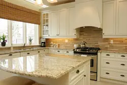 Kitchen with colored countertop photo