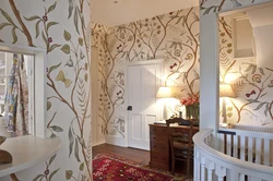 Kitchen and hallway with wallpaper photo in the interior