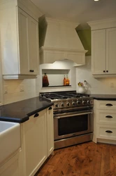 Kitchen design gas stove in the corner