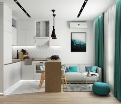 Studio apartment design 40 sq m with kitchen photo