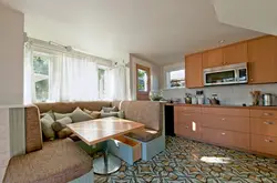 Kitchen design with two sofas