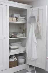 Linen closet in the bathroom photo