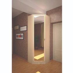 Corner wardrobe in the hallway with a mirror small size photo
