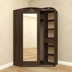 Corner wardrobe in the hallway with a mirror small size photo