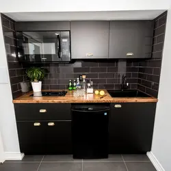 Сиёҳ countertop акс ошхона сиёҳ