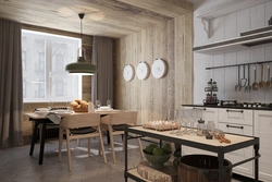 Wood-Effect Wallpaper In The Kitchen Interior