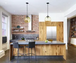 Wood-Effect Wallpaper In The Kitchen Interior