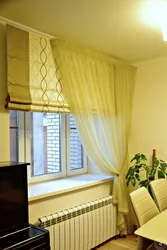 Roller Blinds With Tulle In The Kitchen Interior