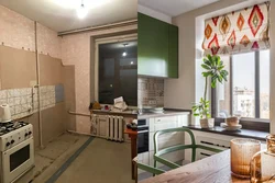 Kitchen before and after in Khrushchev photo