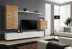 Light modular walls in the living room modern photos