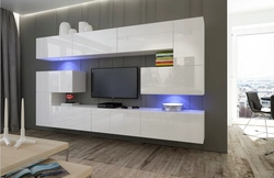 Light modular walls in the living room modern photos