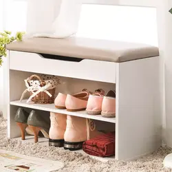 Shoe Rack With A Seat In The Hallway Photo And A Shelf For Shoes