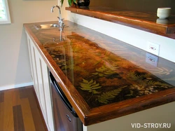 Kitchen countertop with epoxy resin photo