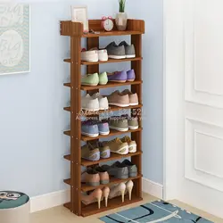 Shoe shelves in the hallway made of wood, photos of your own