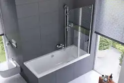 Glass curtain for the bathroom in the interior