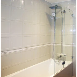 Glass curtain for the bathroom in the interior