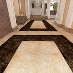 Porcelain tiles for flooring in the kitchen and hallway photo