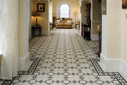 Porcelain tiles for flooring in the kitchen and hallway photo