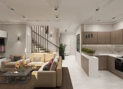 Living room kitchen design in a townhouse