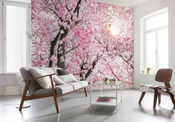 Photo of bedrooms with sakura wallpaper