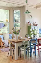 Colored chairs in the kitchen interior