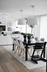 Gray table in the kitchen interior photo