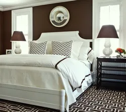 Brown bed in the bedroom design photo