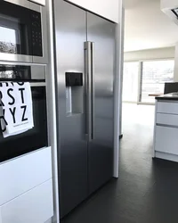 Double door refrigerator photo in the kitchen