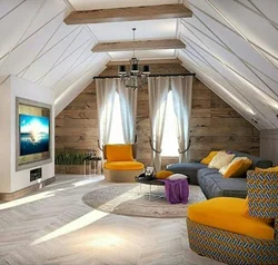 Living Room In The Attic Design Photo